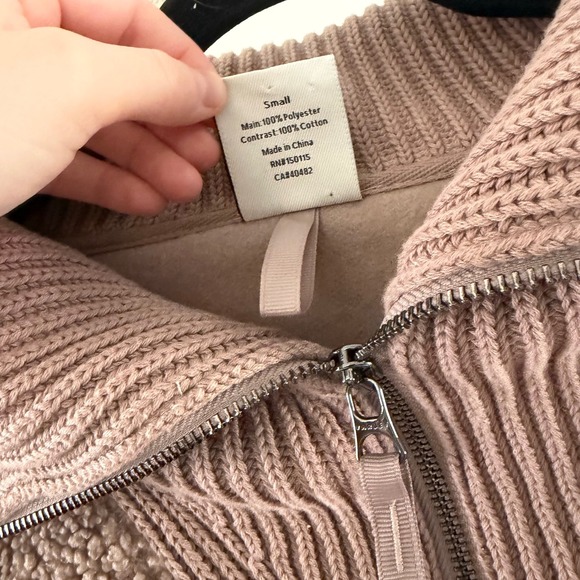 Varley Ardley Zip Through Knit Jacket Tan Brown Teddy Sherpa Size Small - Picture 3 of 7